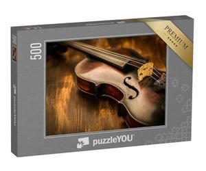 puzzleYOU : Puzzle de 500 pièces « Violon : Style Vintage sur Fond de Bois »