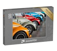 puzzleYOU : Puzzle de 500 pièces « Voitures Anciennes rétro en différentes Couleurs dans Une rangée »