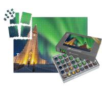 puzzleYOU : Smart Sorted® | Puzzle Photo 1000 pièces « Aurores boréales au-Dessus de l'église Hallgrimskirkja à Reykjavik, Islande »