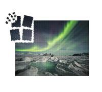 puzzleYOU : Smart Sorted® | Puzzle Photo 1000 pièces « Aurores boréales au-Dessus du Fjord Arctique gelé »