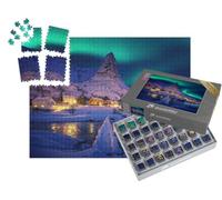 puzzleYOU : Smart Sorted® | Puzzle Photo 1000 pièces « Aurores boréales dans Le Paysage Hivernal des Lofoten, Norvège »
