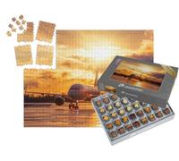 puzzleYOU : Smart Sorted® | Puzzle Photo 1000 pièces « Avion sur la Piste d'atterrissage dans Un Coucher de Soleil Incandescent »