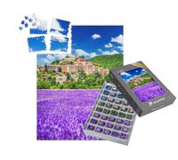 puzzleYOU : Smart Sorted® | Puzzle Photo 1000 pièces « Banon, Provence - Village sur Une Colline avec des Champs de Lavande en France, Alpes-de-Haute-Provence. »