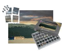puzzleYOU : Smart Sorted® | Puzzle Photo 1000 pièces « Bateau de croisière fluviale sur Le Danube au Coucher du Soleil, Melk, Basse-Autriche »