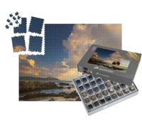 puzzleYOU : Smart Sorted® | Puzzle Photo 1000 pièces « Bateau Pirate en Pleine mer au Coucher du Soleil »