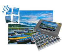puzzleYOU : Smart Sorted® | Puzzle Photo 1000 pièces « Bateaux à rames colorés au Bord du lac Phewa, Pokhara, Népal »