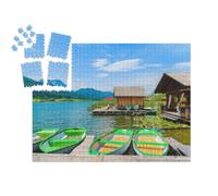 puzzleYOU : Smart Sorted® | Puzzle Photo 1000 pièces « Bateaux de pêche et Maisons en Bois sur la Rive »