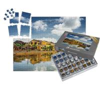 puzzleYOU : Smart Sorted® | Puzzle Photo 1000 pièces « Bateaux en Bois sur la rivière THU Bon à Hoi an, Vietnam »