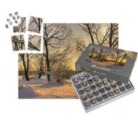 puzzleYOU : Smart Sorted® | Puzzle Photo 1000 pièces « Beau Coucher de Soleil Hivernal avec des Arbres dans la Neige »