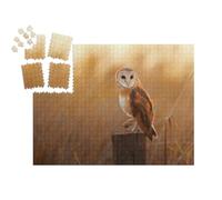 puzzleYOU : Smart Sorted® | Puzzle Photo 1000 pièces « Belle Chouette effraie sur Une souche d'arbre »