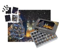 puzzleYOU : Smart Sorted® | Puzzle Photo 1000 pièces « Belle Vue sur la Place de la Vieille Ville avec Le marché de Noël, Prague de Nuit »