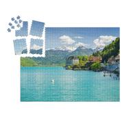 puzzleYOU : Smart Sorted® | Puzzle Photo 1000 pièces « Belle Vue sur Les Alpes françaises au Bord du lac d'Annecy, France »