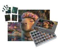 puzzleYOU : Smart Sorted® | Puzzle Photo 1000 pièces « Capybara avec Couronne de Fleurs colorées »