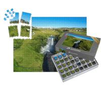 puzzleYOU : Smart Sorted® | Puzzle Photo 1000 pièces « Célèbres Chutes d'eau : Skogafoss au Milieu de l'Islande, Vue aérienne »