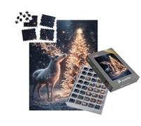 puzzleYOU : Smart Sorted® | Puzzle Photo 1000 pièces « Cerf de Noël dans la forêt hivernale et Un Sapin de Noël Festif »