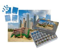 puzzleYOU : Smart Sorted® | Puzzle Photo 1000 pièces « Chameau Devant Le Skyline de la Marina de Dubaï, Émirats Arabes Unis »