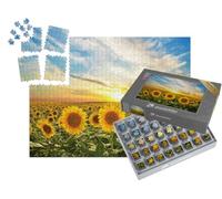 puzzleYOU : Smart Sorted® | Puzzle Photo 1000 pièces « Champ de tournesols en Fleurs au Coucher du Soleil »