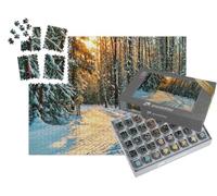 puzzleYOU : Smart Sorted® | Puzzle Photo 1000 pièces « Chemin forestier Hivernal dans Une forêt enneigée avec des sapins »