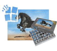 puzzleYOU : Smart Sorted® | Puzzle Photo 1000 pièces « Cheval Frison Noir au Galop Puissant »