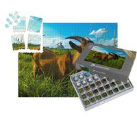 puzzleYOU : Smart Sorted® | Puzzle Photo 1000 pièces « Chèvre Domestique Mangeant de l'herbe juteuse dans Un Champ d'un Village »