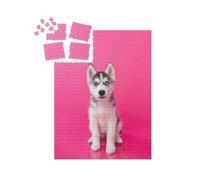 puzzleYOU : Smart Sorted® | Puzzle Photo 1000 pièces « Chiot Husky sur Fond Rose »