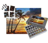 puzzleYOU : Smart Sorted® | Puzzle Photo 1000 pièces « Cocotiers dans Un Coucher de Soleil doré »