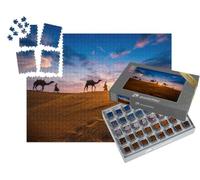 puzzleYOU : Smart Sorted® | Puzzle Photo 1000 pièces « Conducteurs de chameaux dans Les Dunes de Sable du désert de Thar, Inde »