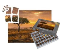 puzzleYOU : Smart Sorted® | Puzzle Photo 1000 pièces « Coucher de Soleil doré dans Le Serengeti, Kenya »