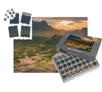 puzzleYOU : Smart Sorted® | Puzzle Photo 1000 pièces « Coucher de Soleil doré sur Les rizières du Laos »