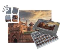 puzzleYOU : Smart Sorted® | Puzzle Photo 1000 pièces « Coucher de Soleil évocateur sur Le Fort Rouge à Delhi, Inde »