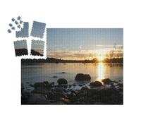 puzzleYOU : Smart Sorted® | Puzzle Photo 1000 pièces « Coucher de Soleil sur Le lac d'Annecy en Haute-Savoie en Automne »
