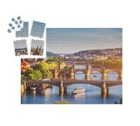 puzzleYOU : Smart Sorted® | Puzzle Photo 1000 pièces « Coucher de Soleil sur Le Pont Charles à Prague, Moldavie, République tchèque »