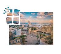 puzzleYOU : Smart Sorted® | Puzzle Photo 1000 pièces « Coucher de Soleil sur Sousse, Paysage Urbain avec mosquée et Port, Tunisie »