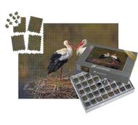 puzzleYOU : Smart Sorted® | Puzzle Photo 1000 pièces « Couple de cigognes Blanches Pendant la période de Reproduction printanière »