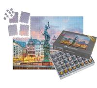 puzzleYOU : Smart Sorted® | Puzzle Photo 1000 pièces « Crépuscule sur la Place de la Vieille Ville Römerberg à Francfort, Allemagne »