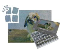 puzzleYOU : Smart Sorted® | Puzzle Photo 1000 pièces « dans Le Style Artistique de Claude Monet - Lapin sur Table en Bois - Collection Puzzle Artistes & Tableaux »