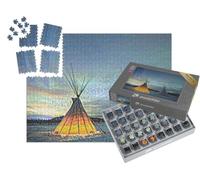 puzzleYOU : Smart Sorted® | Puzzle Photo 1000 pièces « dans Le Style de Paul-Cezanne - Tipies sous l'aurore boréale dans Le Yukon, Canada »