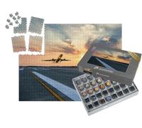 puzzleYOU : Smart Sorted® | Puzzle Photo 1000 pièces « Décollage d'un Avion de Ligne dans Le Ciel du Soir »