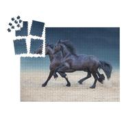 puzzleYOU : Smart Sorted® | Puzzle Photo 1000 pièces « des Chevaux frisons au Galop dans la poussière du désert »