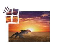 puzzleYOU : Smart Sorted® | Puzzle Photo 1000 pièces « des Dauphins Qui sautent : la Vie Marine au Coucher du Soleil »