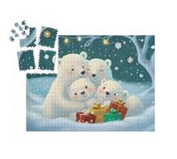 puzzleYOU : Smart Sorted® | Puzzle Photo 1000 pièces « Douce Famille d'ours Polaires se blottissant dans la Nuit de Noël »