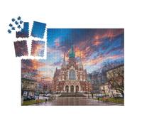 puzzleYOU : Smart Sorted® | Puzzle Photo 1000 pièces « Église Saint-Joseph au Coucher du Soleil, Cracovie, Pologne »