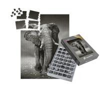 puzzleYOU : Smart Sorted® | Puzzle Photo 1000 pièces « Eléphant d'Afrique dans Le Parc National d'Etosha, Namibie, Noir et Blanc »