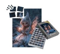 puzzleYOU : Smart Sorted® | Puzzle Photo 1000 pièces « Elfe de Noël Magique avec des Ailes et des Cornes dans la forêt d’Hiver »