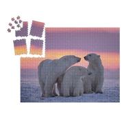 puzzleYOU : Smart Sorted® | Puzzle Photo 1000 pièces « Famille d'ours Polaires au Coucher du Soleil dans l'Arctique Canadien »