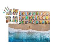 puzzleYOU : Smart Sorted® | Puzzle Photo 1000 pièces « Femme à la Plage avec des chaises Longues colorées, Turquie »