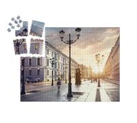 puzzleYOU : Smart Sorted® | Puzzle Photo 1000 pièces « Femme dans Une Rue avec des lanternes, Sank. Petersburg, Russie »