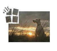 puzzleYOU : Smart Sorted® | Puzzle Photo 1000 pièces « Fox-Terrier à Poil Dur au Coucher du Soleil »