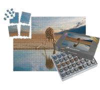 puzzleYOU : Smart Sorted® | Puzzle Photo 1000 pièces « Girafe Buvant au Point d'eau, pan d'Etosha, Namibie »