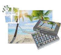 puzzleYOU : Smart Sorted® | Puzzle Photo 1000 pièces « Hamac Entre Deux cocotiers sur Une île Tropicale »